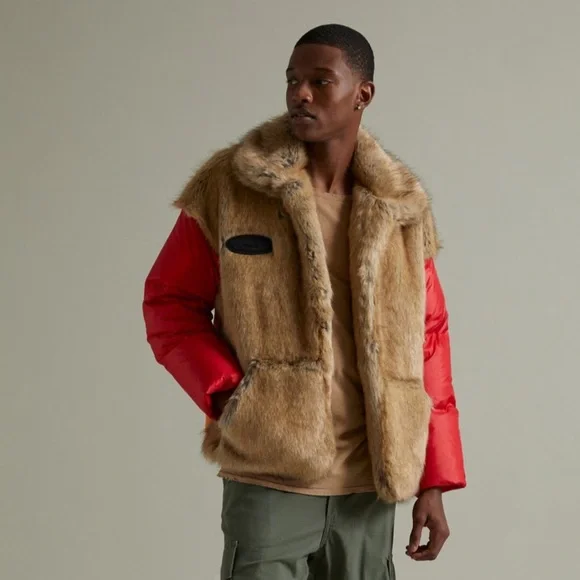 AlphaStyle Red, Blue, White and Golden with Faux Fur Goose Down Jacket Brand New - Picture 14 of 14